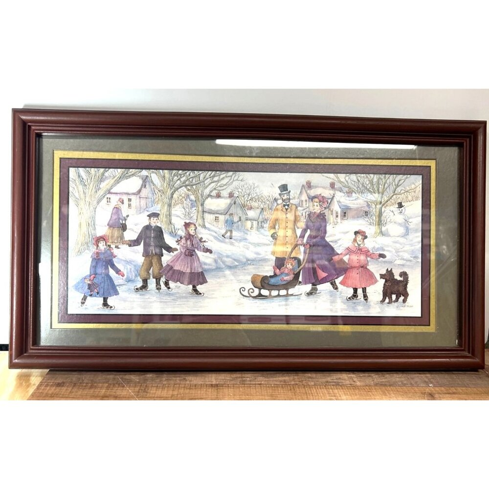 Vintage Framed Winter Scene Wall Art By Jean Stier